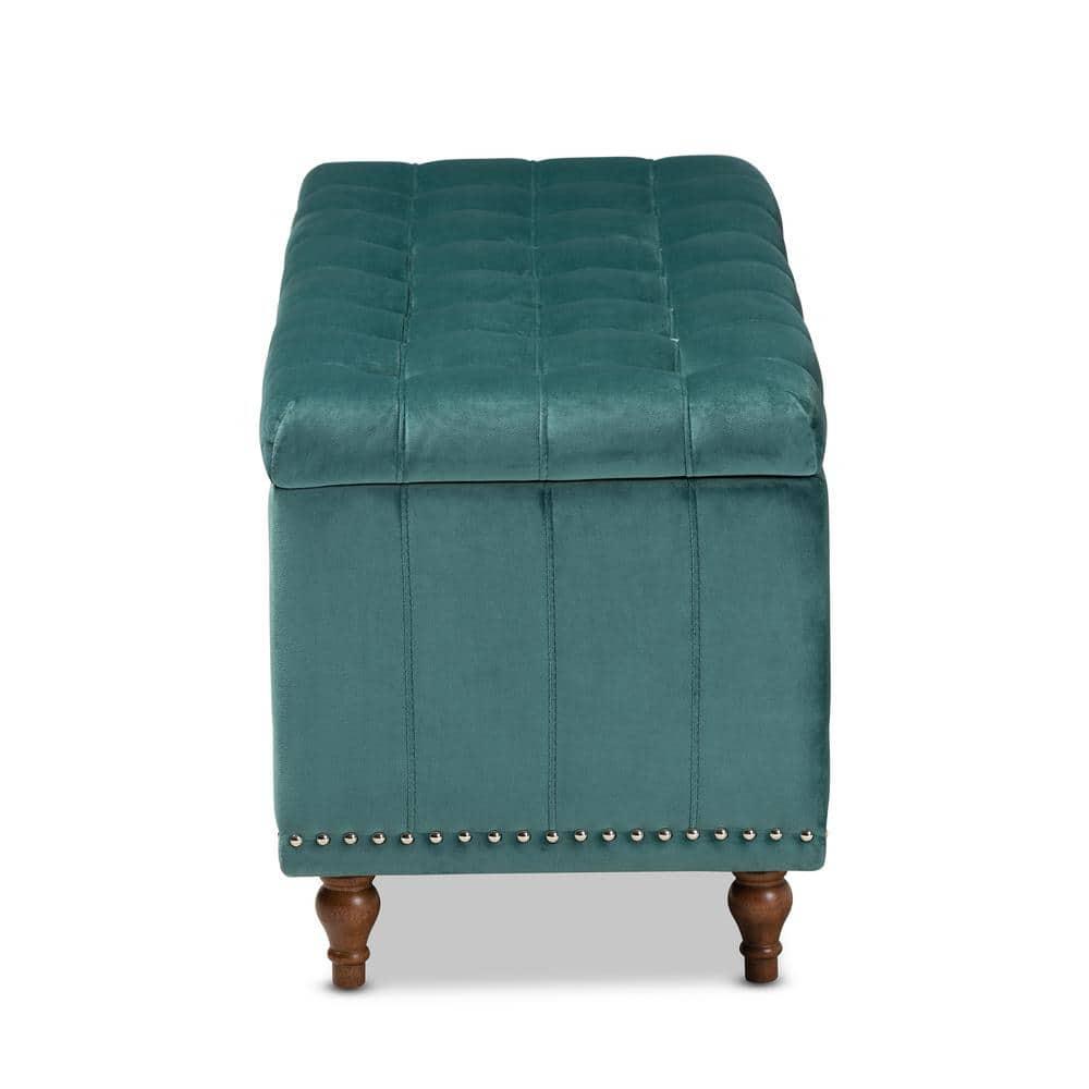 Kaylee Velvet Upholstered Button Tufted Ottoman Bench with Interior Storage - Baxton Studio
