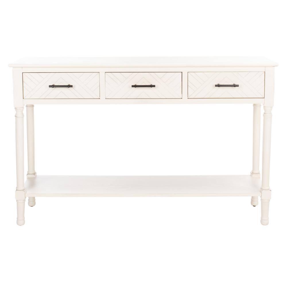 Peyton 3 Drawer Console Table - Distressed White - Safavieh