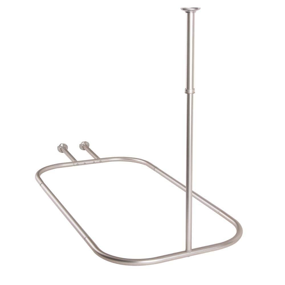 Utopia Alley Rustproof 54" L D-Shaped Fixed Shower Curtain Rod & Hook Set