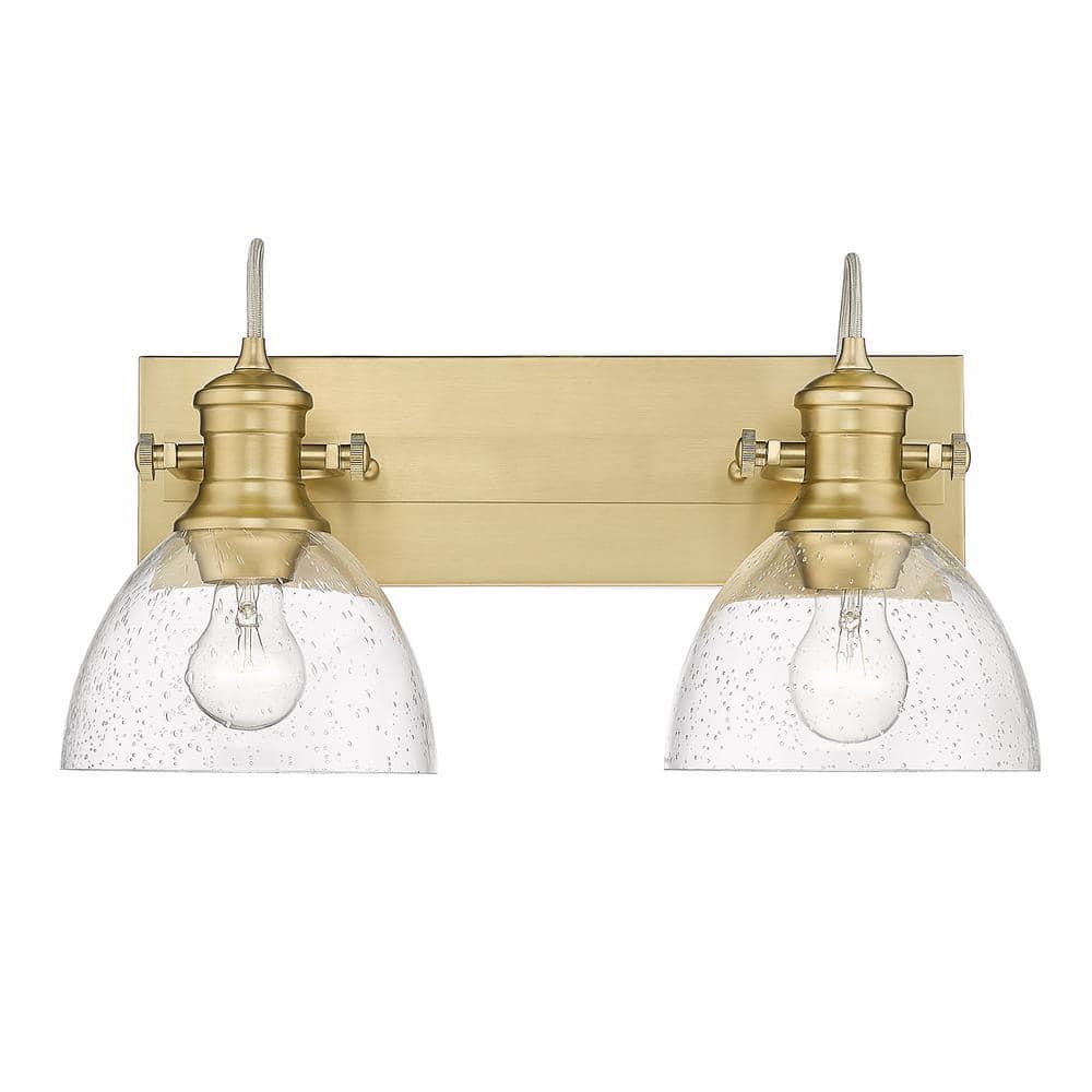 Golden Lighting Hines 2-Light Semi-flush in Brushed Champagne Bronze with Seeded Glass