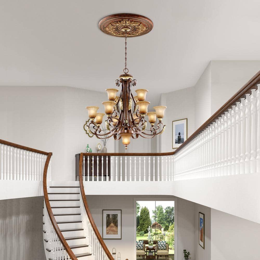 Livex Lighting Villa Verona Chandelier in Verona Bronze with Aged Gold Leaf
