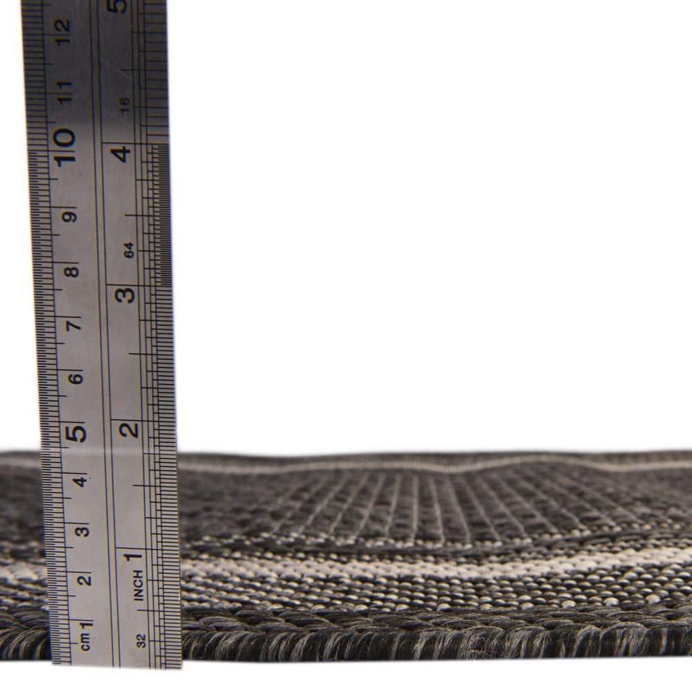 Unique Loom 2' 0 x 6' 1 Runner Indoor/Outdoor Border Black Runner Rug