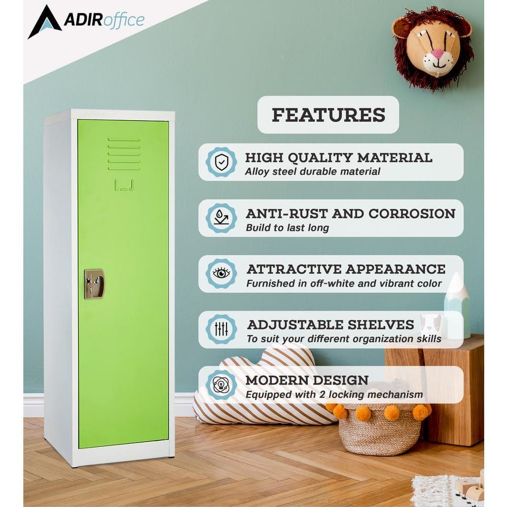 48-Inch Green and Off-White Steel Kids Storage Locker