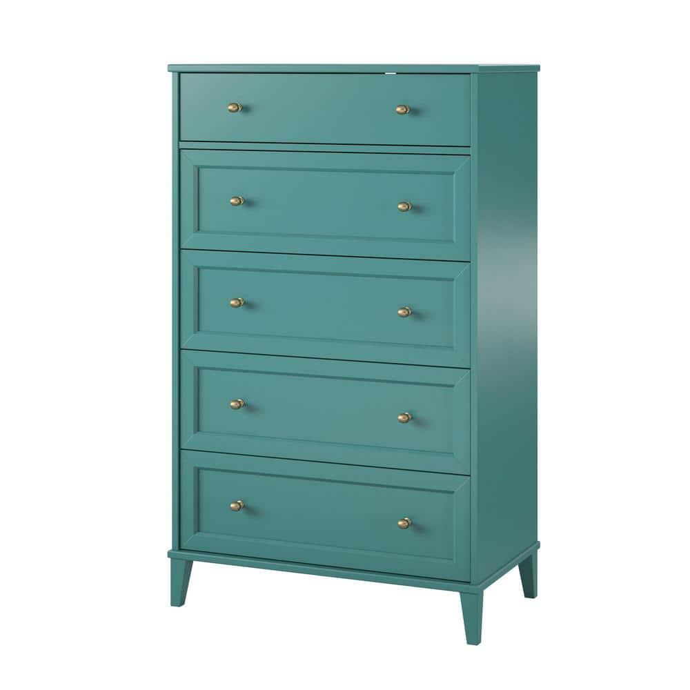 Ameriwood Home Monticello Tall 5-Drawer Dresser, Emerald Green