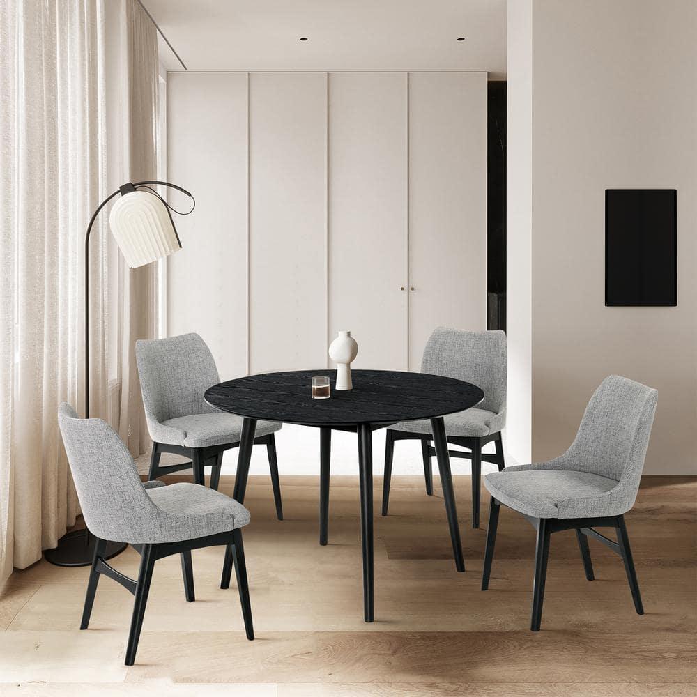 Armen Living Arcadia Round Contemporary Wood Dining Table in Black