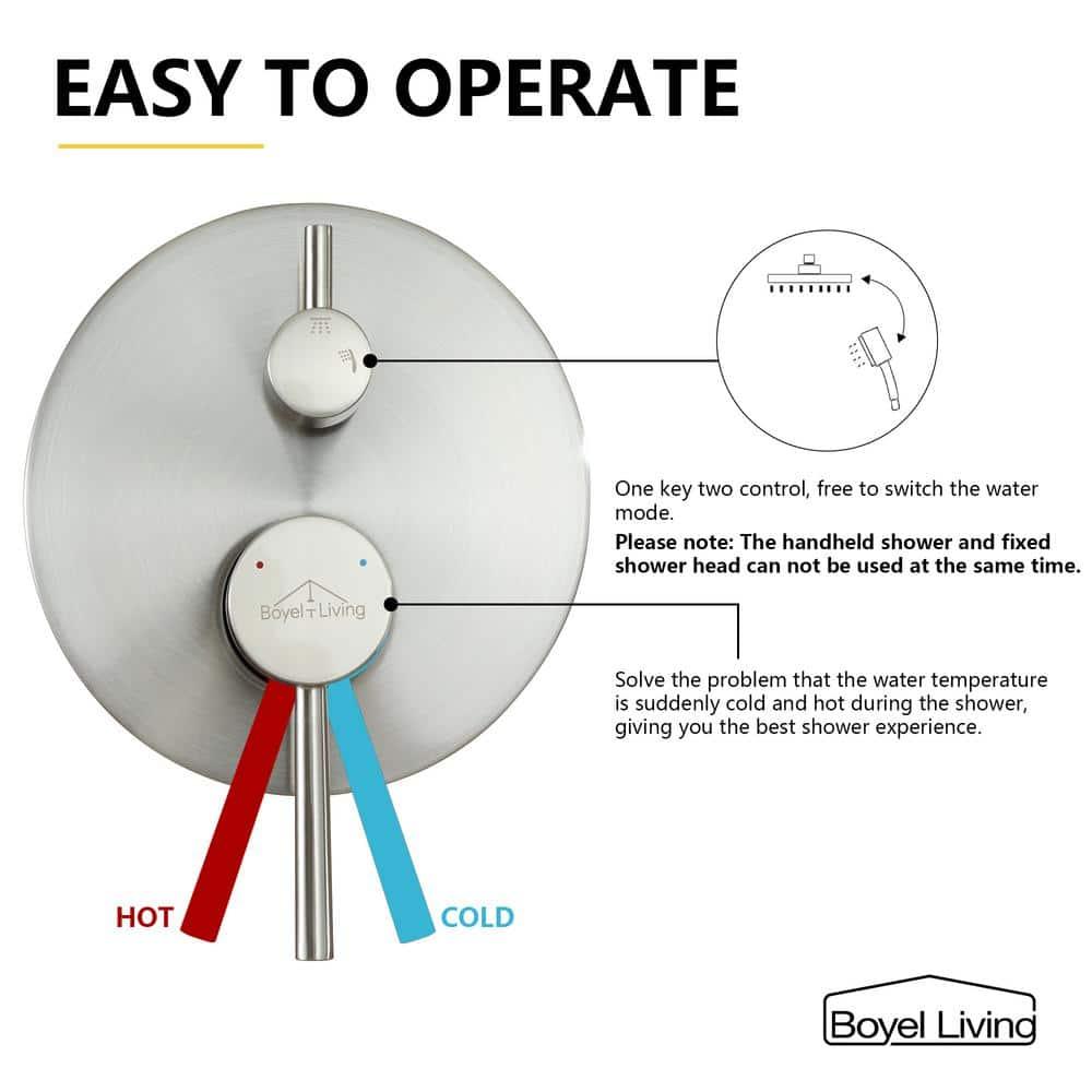 Pressure-Balanced Complete Shower System with 10-Inch Rain Shower Head, Handheld, Rough-in Valve