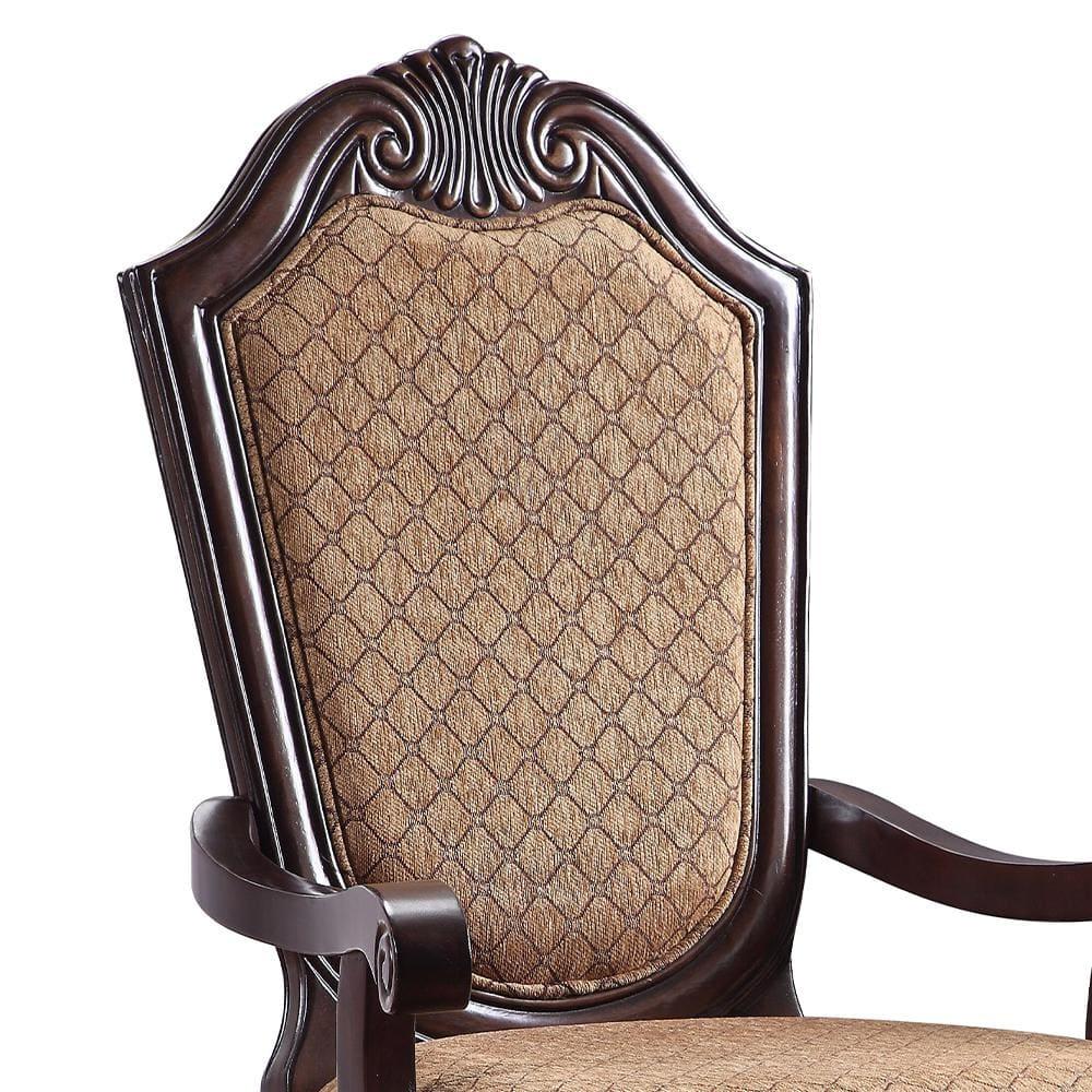 Chateau De Ville 29" Accent Chairs Fabric and Espresso - Acme Furniture: Luxurious Dining Armchair, Queen Anne Legs