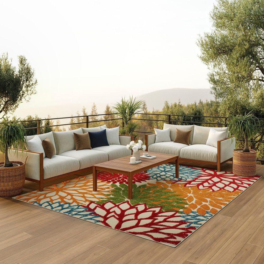 Nourison Aloha Floral 7' x 10' Green Tropical Indoor/Outdoor Area Rug