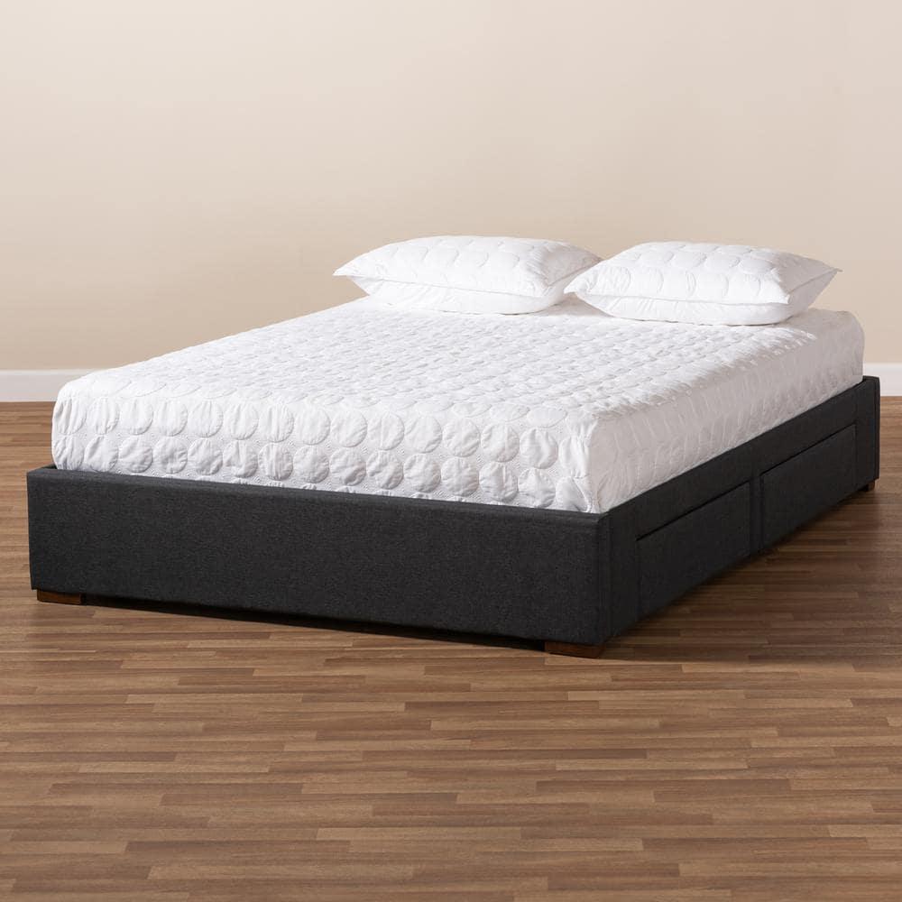 Baxton Studio Leni 4-Drawer Storage Queen Bed in Dark Gray