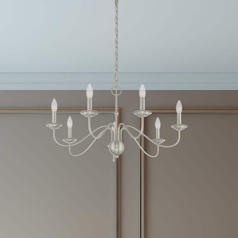 Elegant Windsor Brushed Nickel 7-Light Plug-in Chandelier