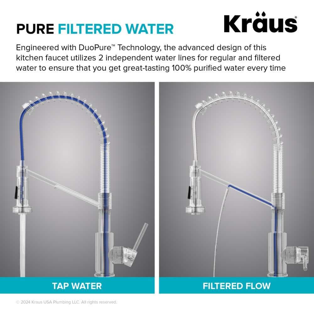 KRAUS Bolden 2-in-1 Commercial Style Pull-Down Single Handle Water Filter Kitchen Faucet for Reverse Osmosis or Water Filtration System