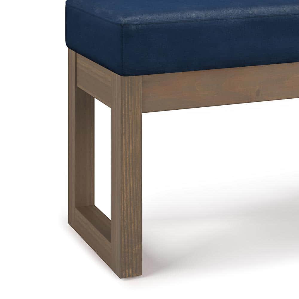 Simpli Home Milltown Ottoman Bench with Upholstered Seat and Solid Wood Frame