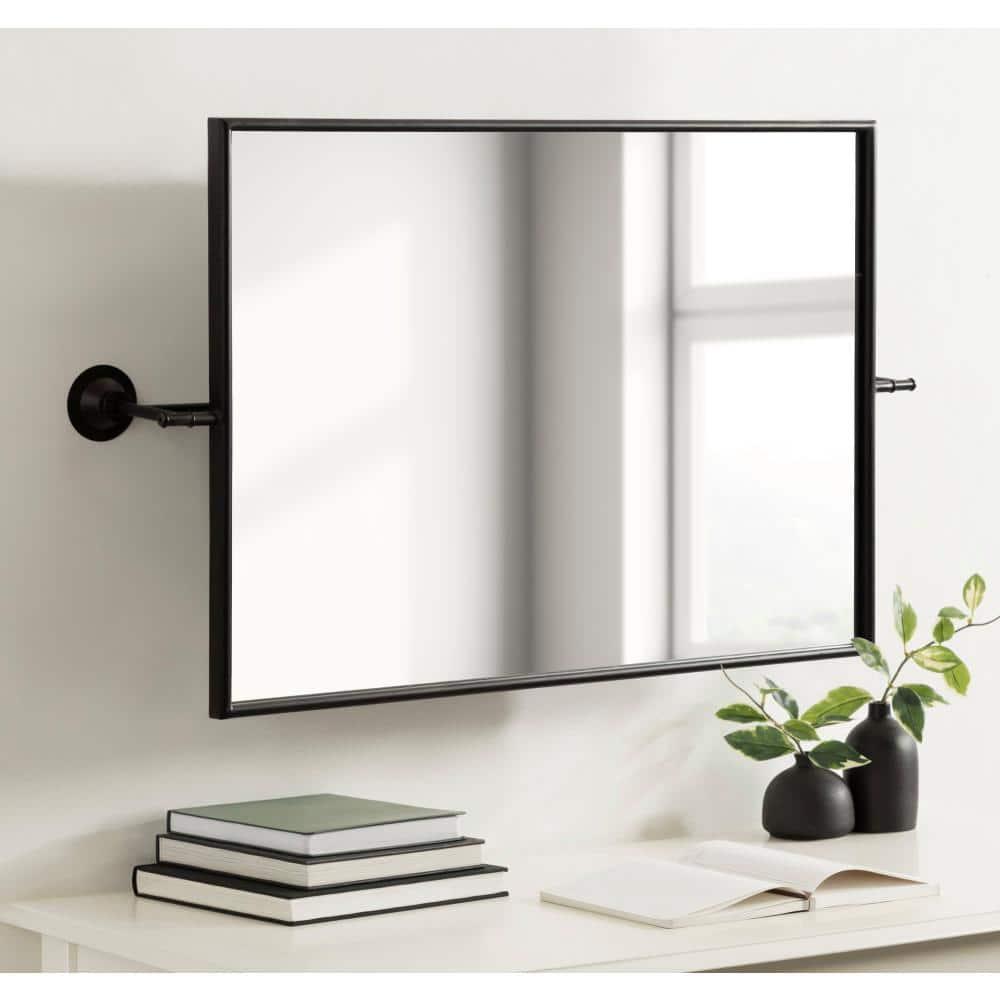 24"x40" Darbridge Rectangle Pivot Mirror Black - Kate & Laurel All Things Decor: Traditional Style, Wall Mounted, Includes Hardware