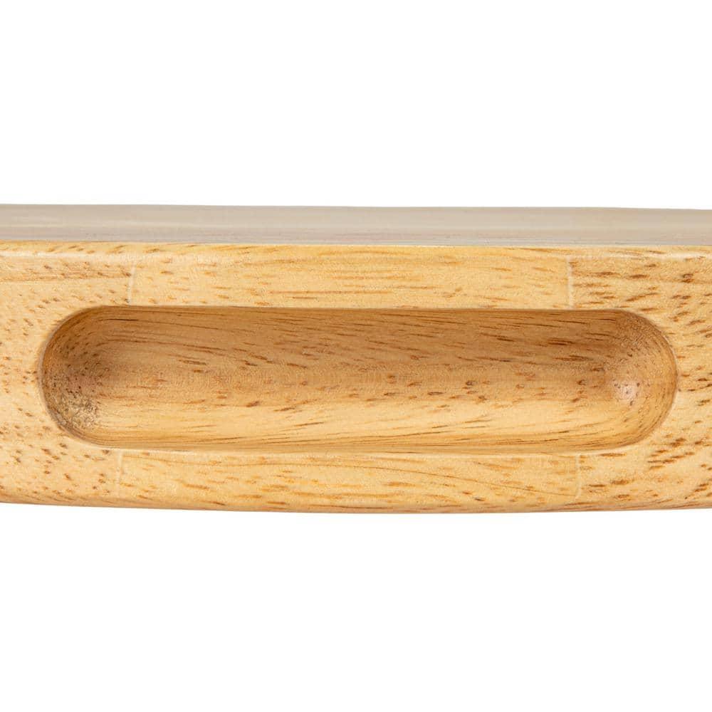 Creative Co-Op Round Rubberwood Cheese and Cutting Board with Handles, Natural