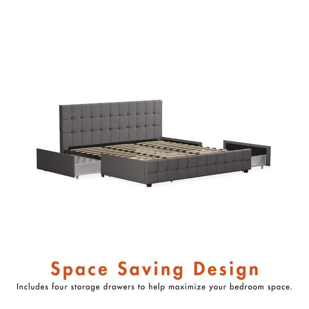 Elizabeth Tufted Upholstered Low Profile Storage Platform Bed