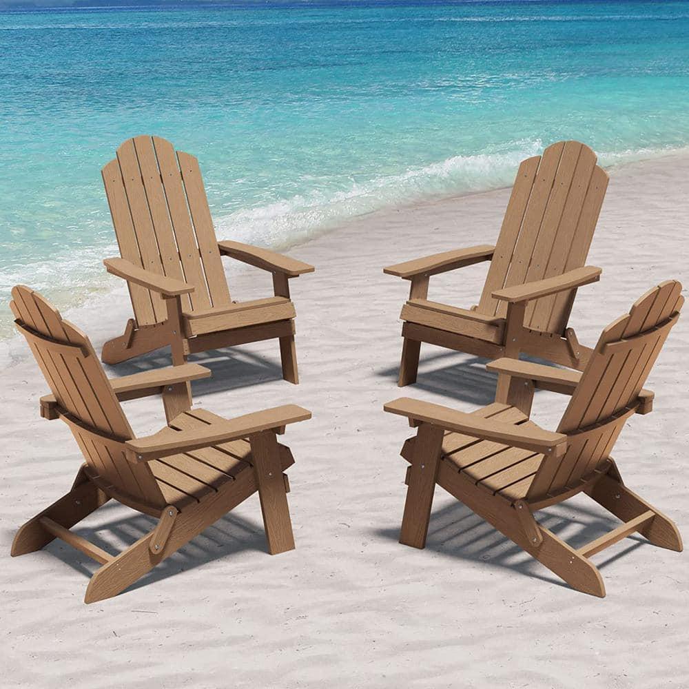 Highland Dunes Outdoor Plastic Folding Adirondack Chair For All Weather (Set Of 4) (Set of 4)