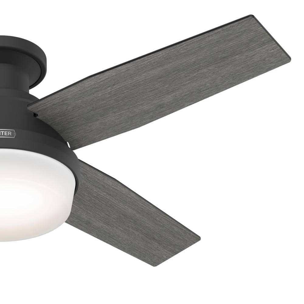 Dempsey Low Profile 44" 4 - Blade Indoor Flush Mount Small Room Ceiling Fan with Lights and Remote