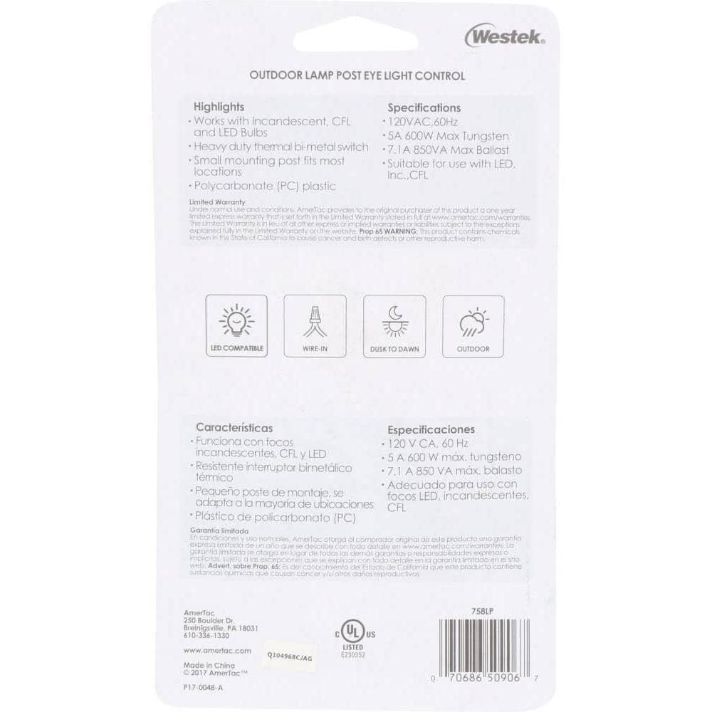Westek 758LP Mini Post Eye Light Control, Black