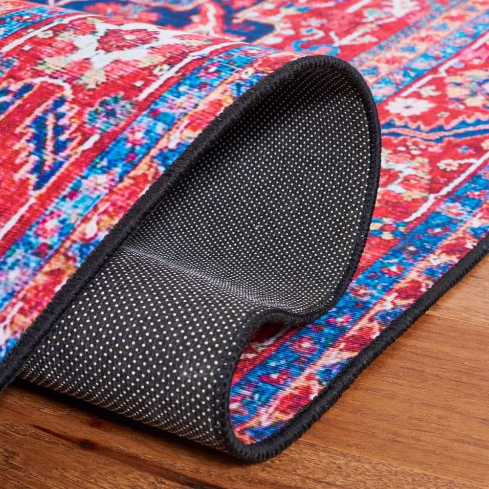 Tucson TSN121 Power Loomed Machine Washable Area Rug - Navy/Red - 3'x5' - Safavieh.
