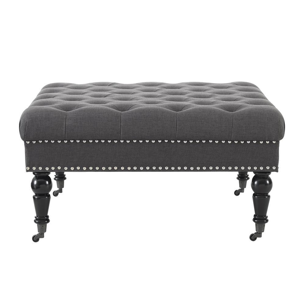 Kelly Clarkson Home Landis 35" Nailhead Trim Tufted Upholstered Ottoman