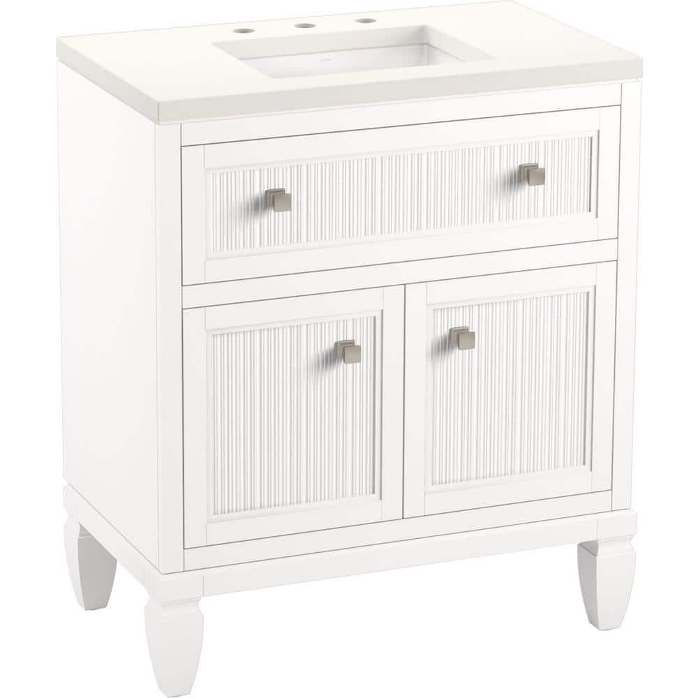 Hearthaven 30'' Free Standing Single Bathroom Vanity Cabinet with Sink and Quartz Top