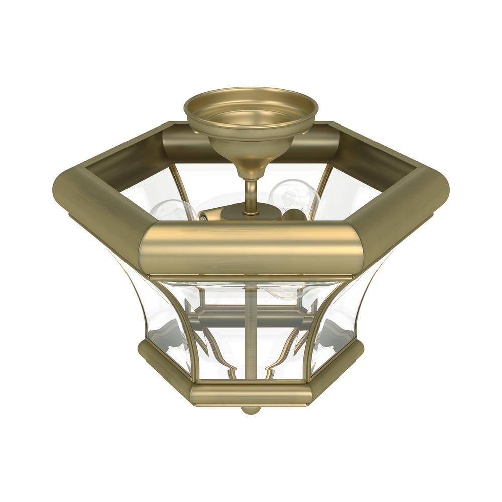 Livex Lighting Monterey 3 - Light Flush Mount in  Antique Brass