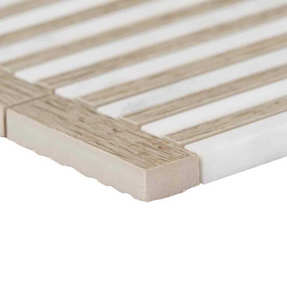 Florey Linear 7.87 in. x 8.31 in. Polished Marble Floor and Wall Mosaic Tile