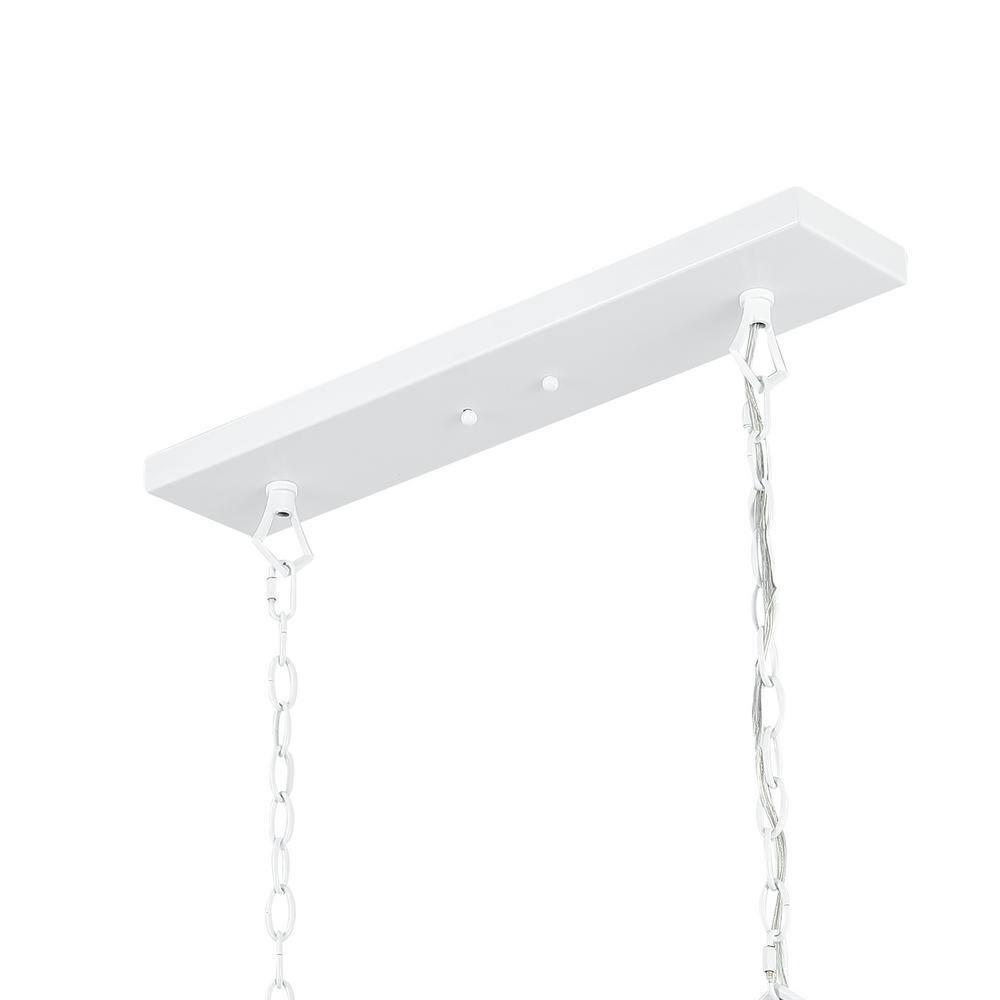 JONATHAN  Y Pagoda 49" Metal Linear Classic Traditional 6 -Light White Farmhouse Lantern Large Hanging Kitchen island light