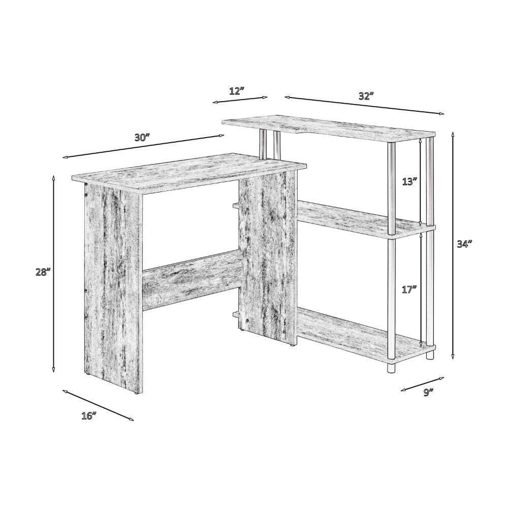 Valo L-Shaped Solid Wood Top Metal Base Writing Desk