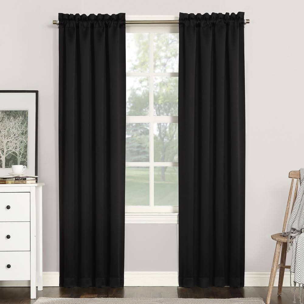 40"x63" Sun Zero Blackout Kenneth Energy Saving Rod Pocket Curtain Panel Black: Noise Reduction, Energy Efficient