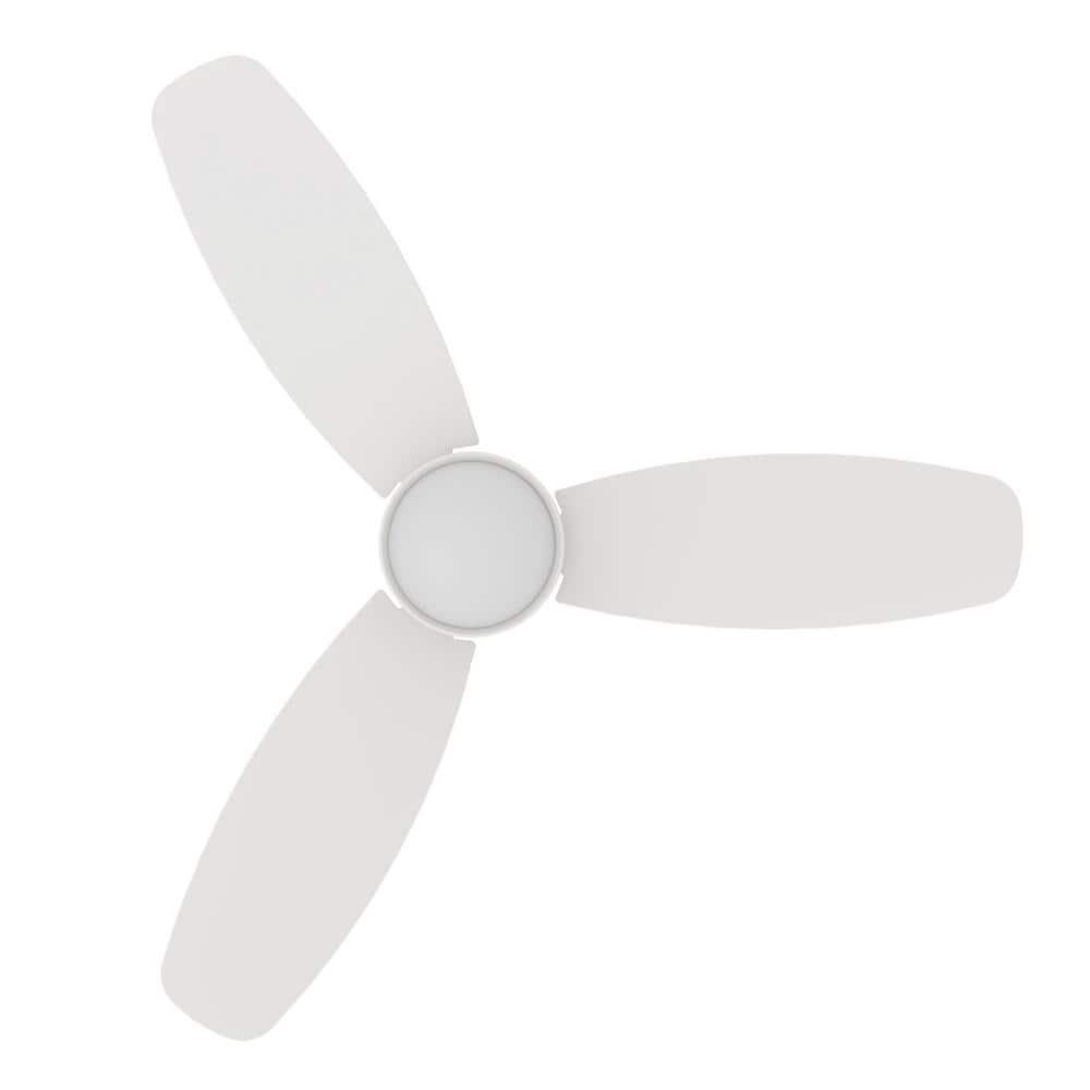 52" White/Gold Indoor Low Profile Smart Ceiling Fan with Remote Control and Dim Lights