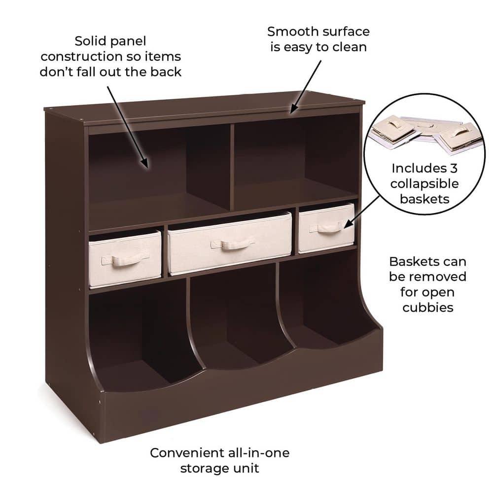 Badger Basket Combo Bin Storage Unit with Three Baskets - Espresso