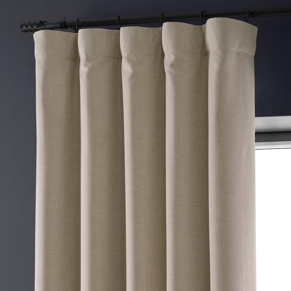 HPD HALF PRICE DRAPES Solid Thermal Insulated Blackout Curtains for Bedroom 84 Inches Long Curtain (1 Panel) Signature Blackout Linen Window Curtains for Living Room, 50W x 84L, Safari Tan