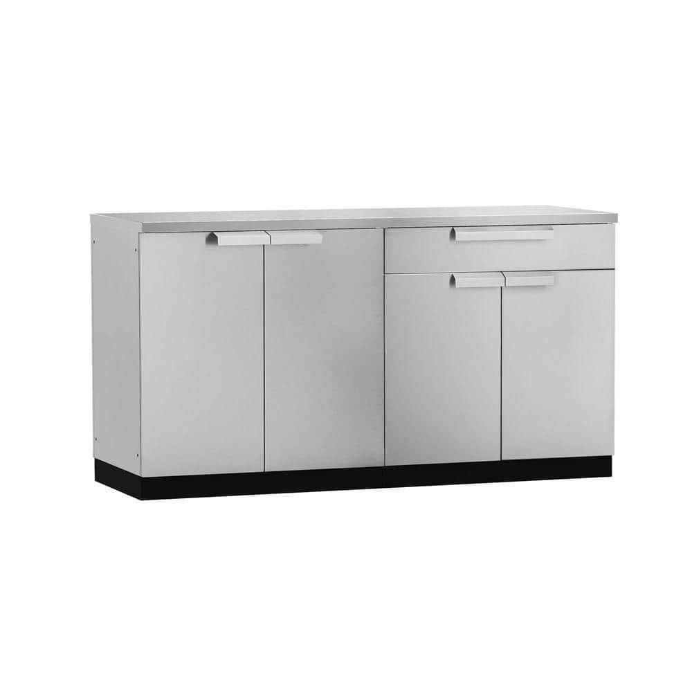 Outdoor Kitchen Stainless Steel 64" W x 24" D x 36.5" H 2-Piece Modular Cabinet Set