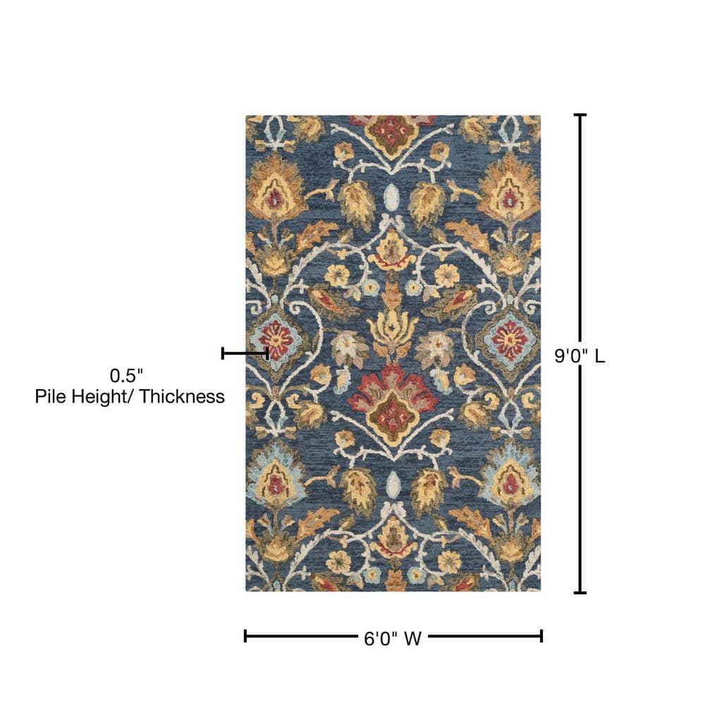 Blossom BLM402 Hand Tufted Area Rug - Navy/Multi - 6'x9' - Safavieh.