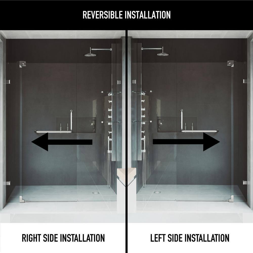 Pirouette 48-54" W x 72" H Pivot Frameless Shower Door with 3/8" Clear Glass