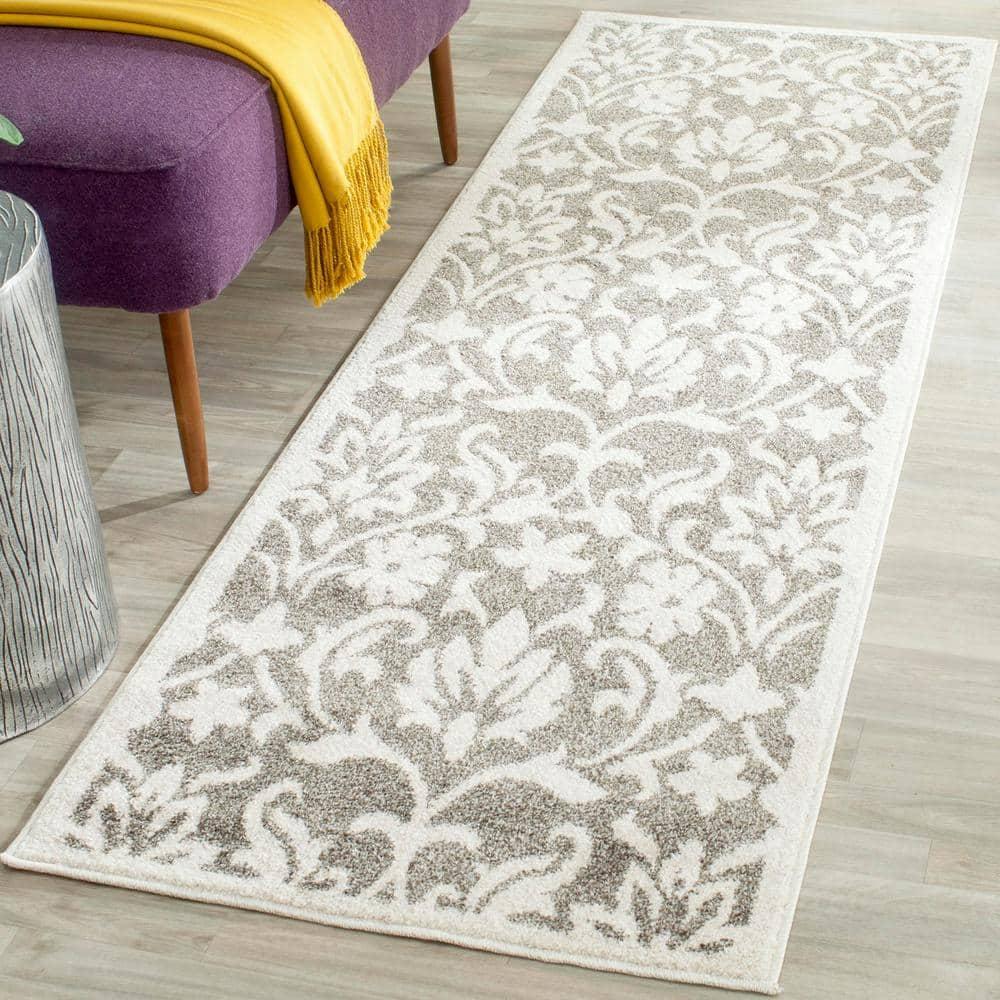 Amherst AMT424 Power Loomed Indoor Runner Rug - Dark Grey/Beige - 2'3"x9' - Safavieh