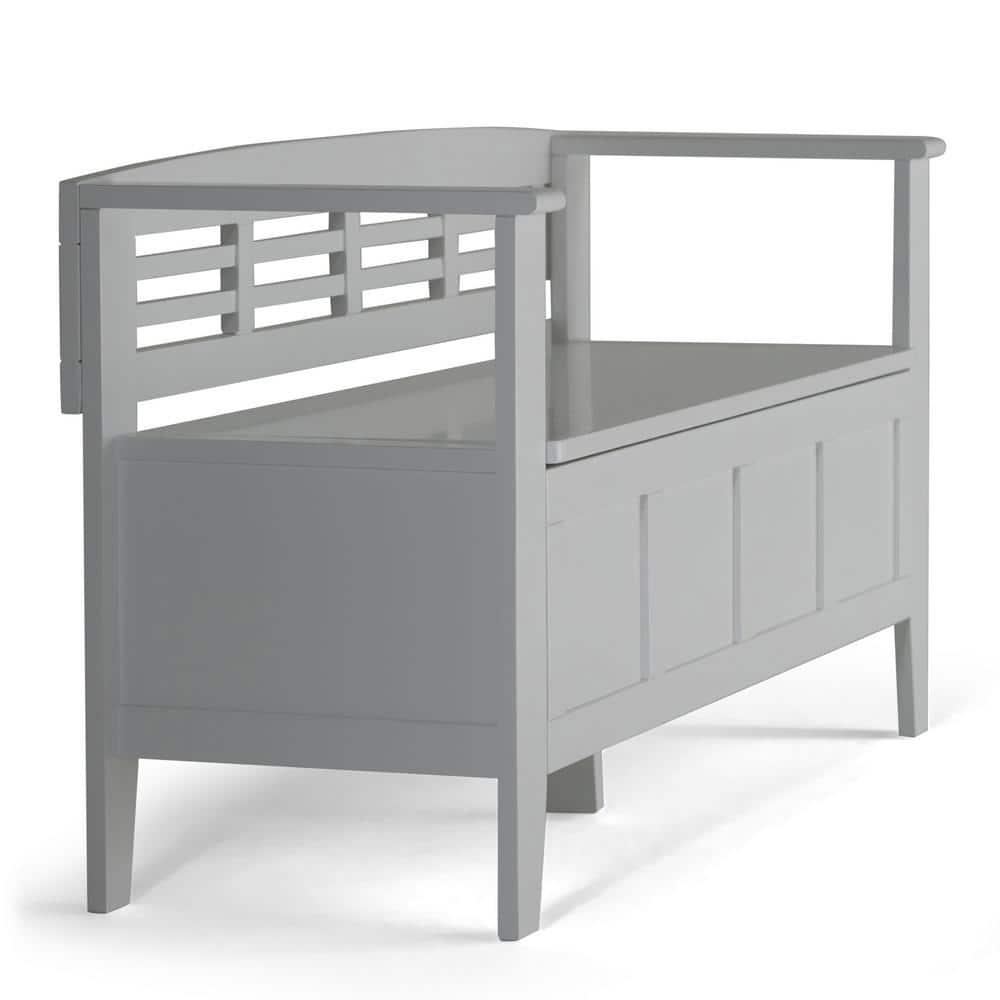 Simpli Home Adams 48"W Solid Wood Contemporary Entryway Storage Bench with Lift-Top Lid and Dual Compartments