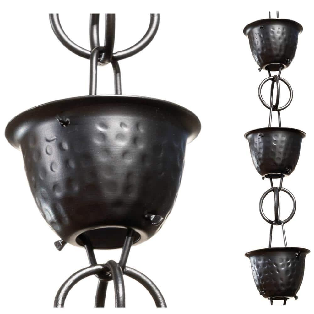 Monarch Rain Chains Aluminum Hammered Cup Rain Chain Replacement Downspout for Gutters