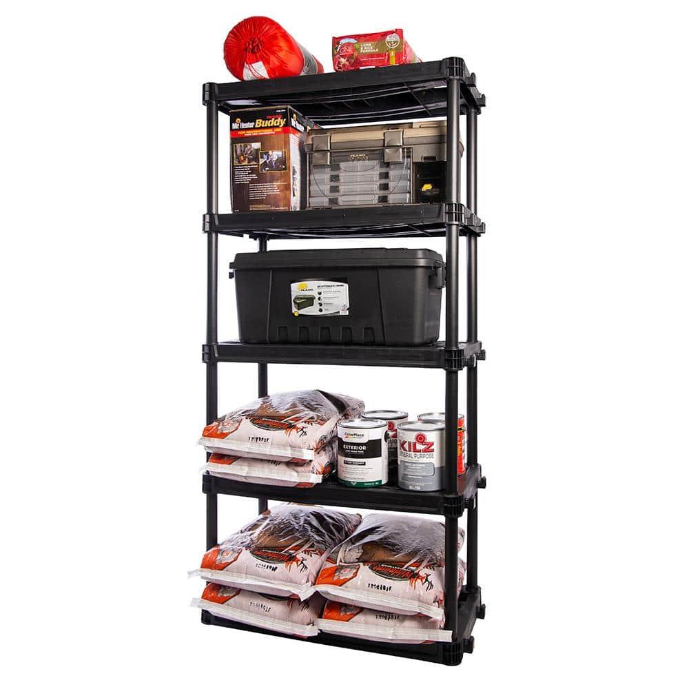 Plano 5-Shelf Heavy Duty Plastic Storage Shelves, 73” x 36” x 18”, 750lb Capacity