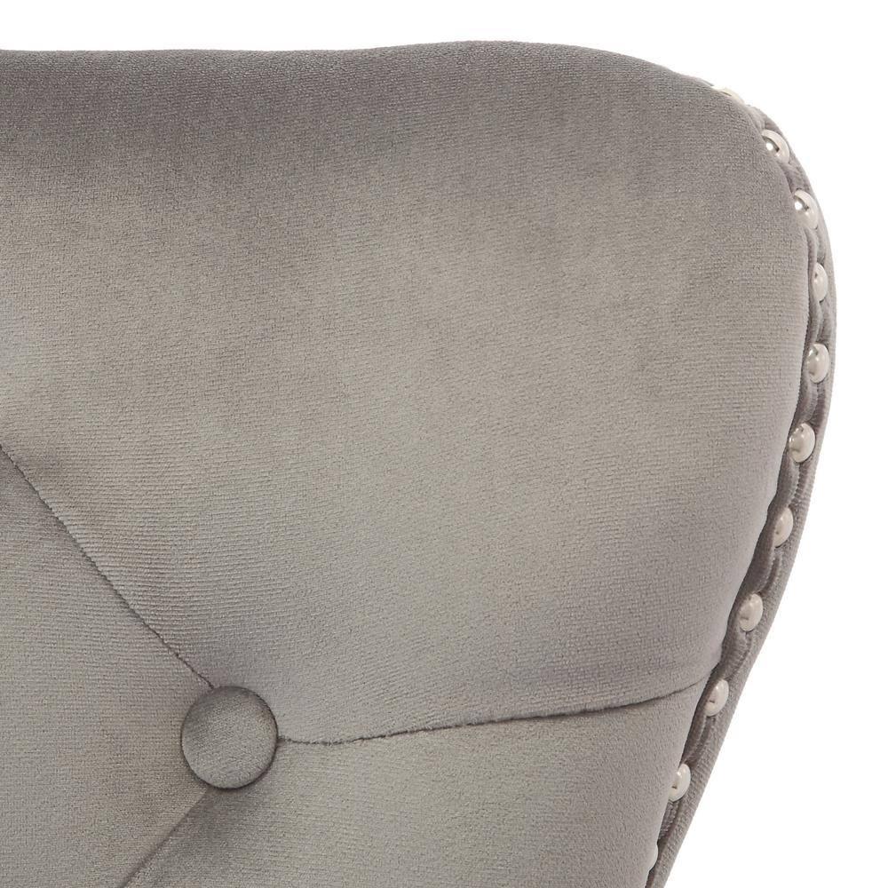 Polytrends Grandview Tufted Upholstered Dining Chair (Set of 2) with Nailhead Trim and Ring Pull Wingback Chairs Grey Velvet
