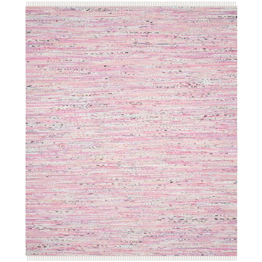 Rag Area Rug RAR125 Hand Woven Area Rug - Light Pink/Multi - 8'x10' - Safavieh.