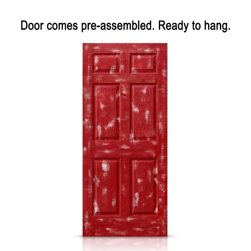 Calhome 80'' Hollow Paneled Painted with Installation Hardware Kit Barn Door