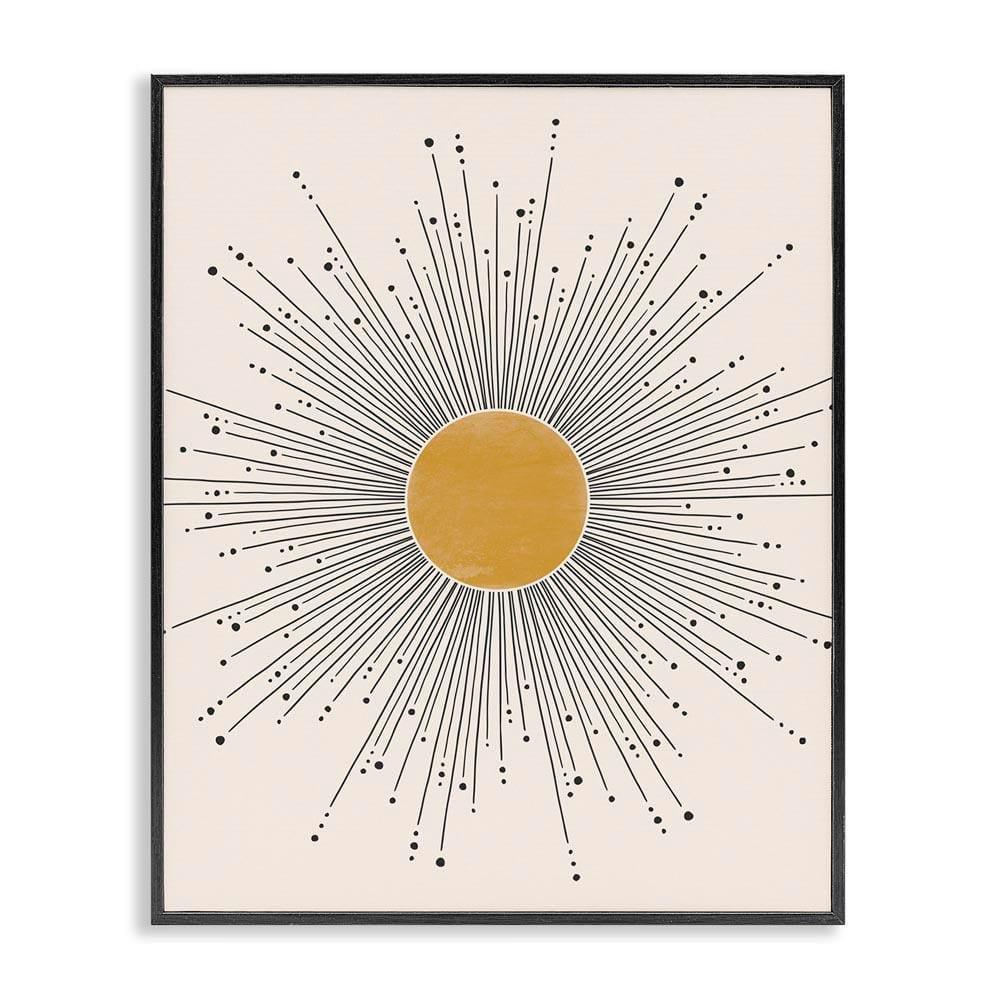 Stupell Industries Art Deco Summer Sun Geometric Line Bursts Outer Space Painting Black Framed Art Print Wall Art, 16 x 20