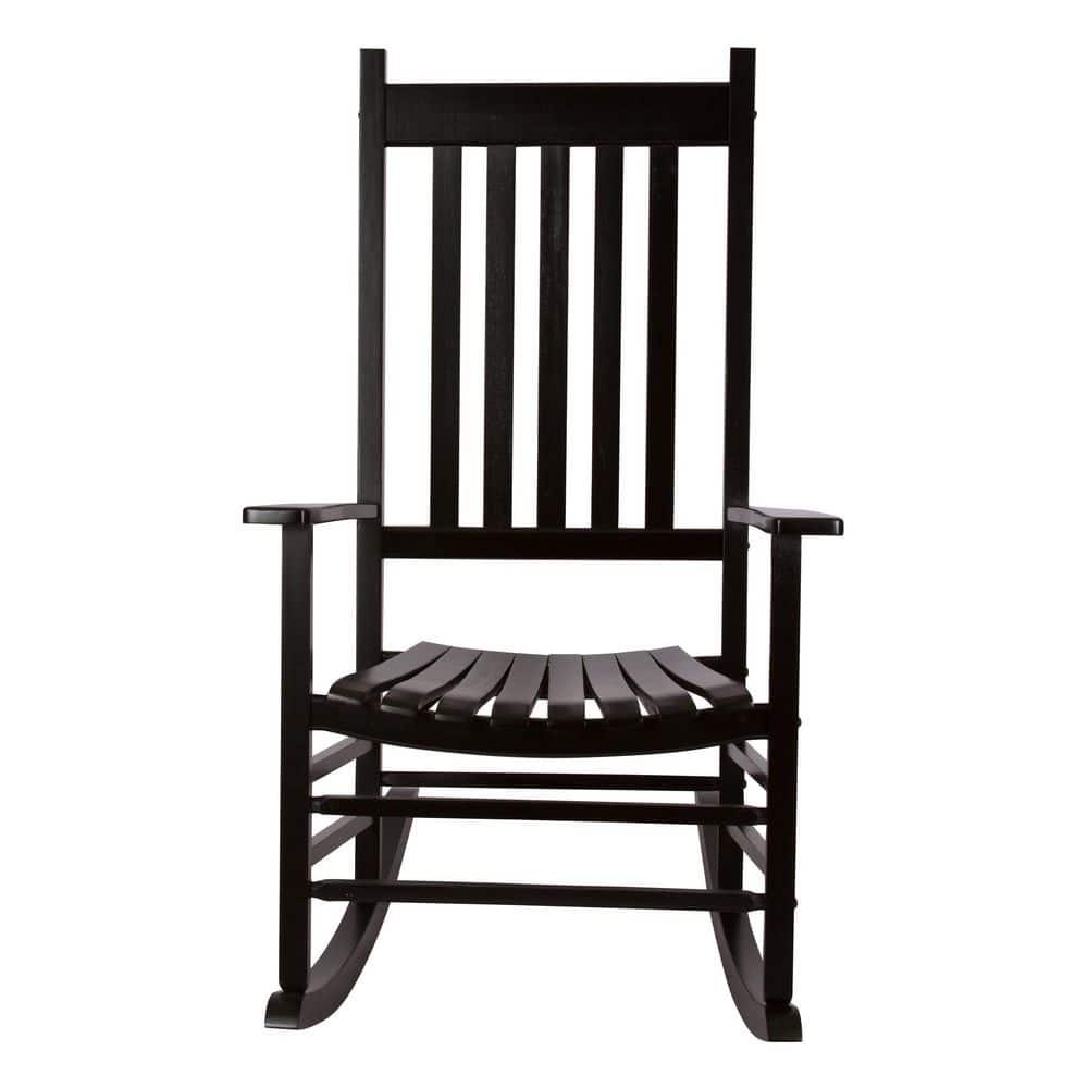 Shine Company Vermont Porch Rocker, High Back Wood Rocking Chair, Black