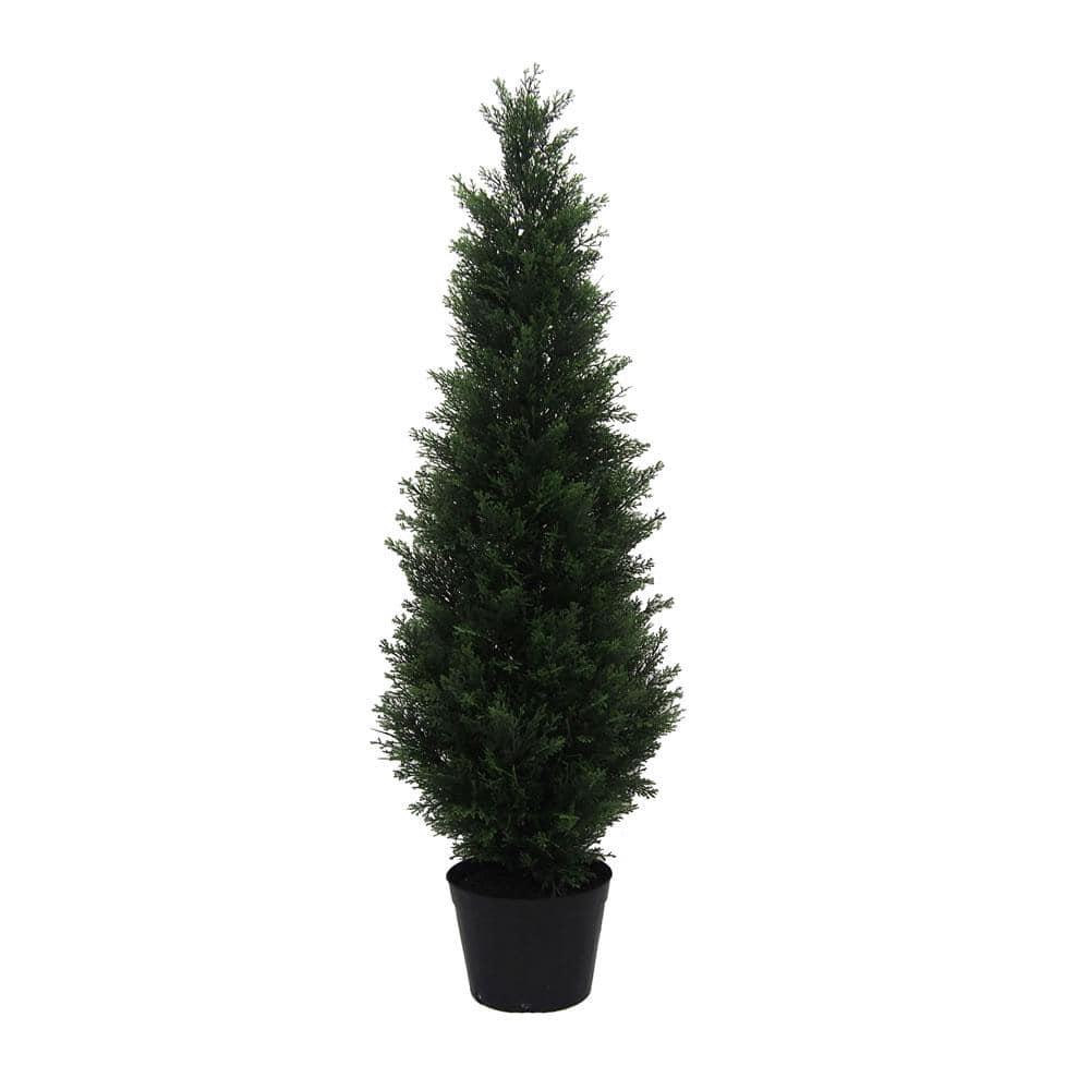 Vickerman 4' Artificial Potted Cedar Tree (UV) : Indoor/Outdoor Decor, No Maintenance