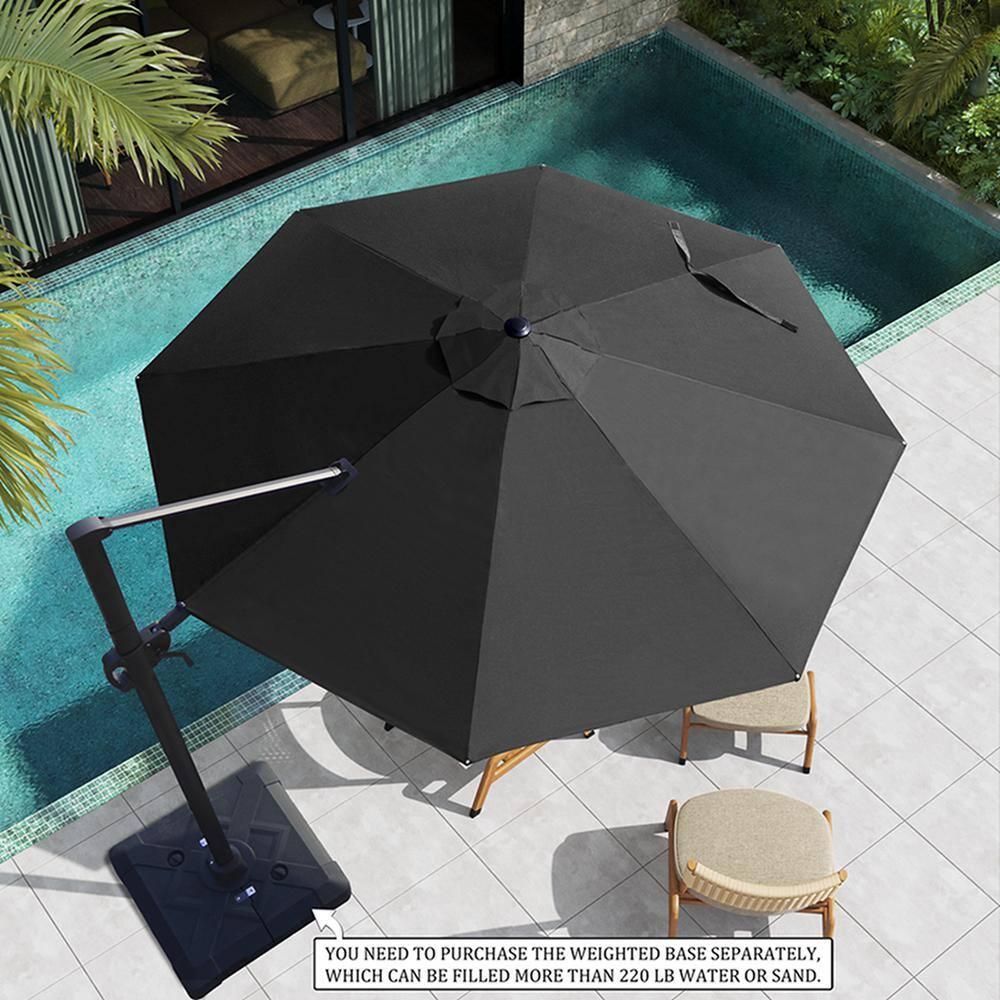 Pellebant  11' Outdoor Patio Cantilever Offset Umbrella Round, Base Not Included Black
