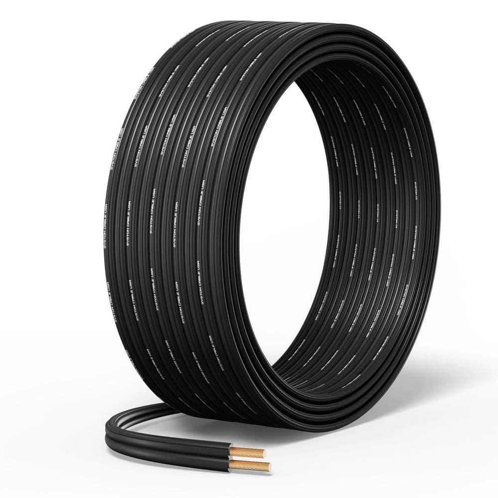 SYSTON 12/2 Low Voltage Landscape Lighting Direct Burial Stranded Wire Cable, 12 Gauge 2 Copper Conductors for Outdoor Spotlight Pathway Lighting and More Low Voltage Applications Use - 100 FT