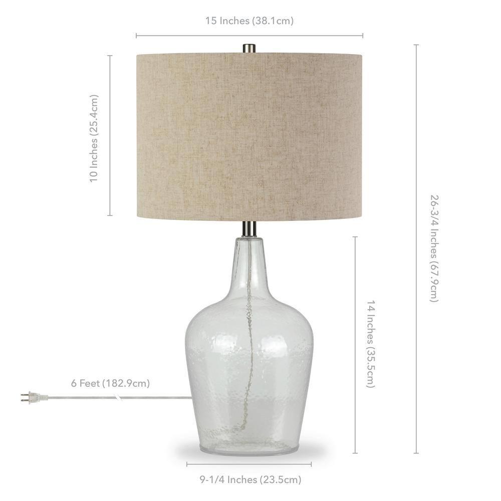 Evelyn&Zoe Modern Metal Table Lamp with Seeded Glass Shade