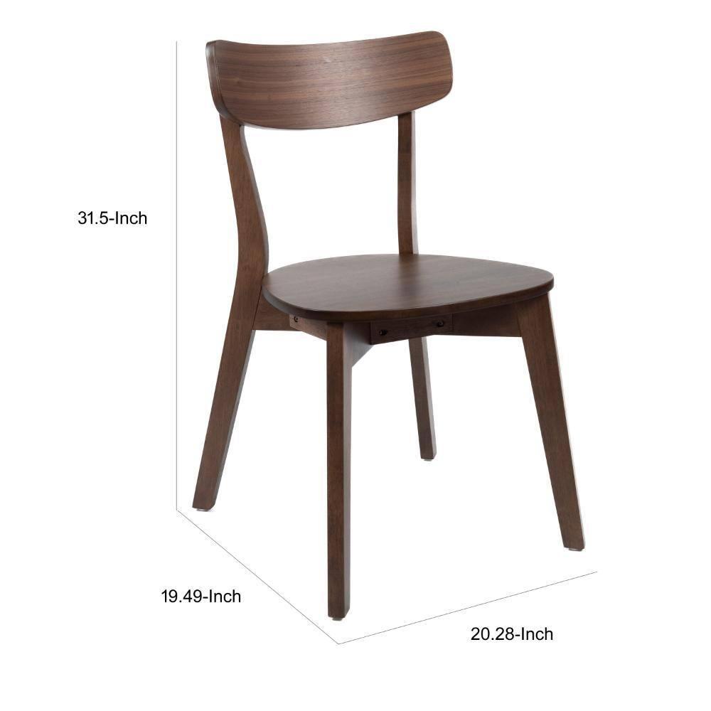 Benjara Aby Dining Side Chair, Wooden Round Seat, Open Panel Back, Walnut Brown